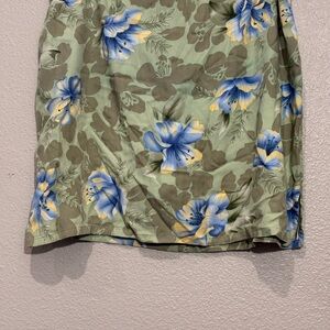 Green Tan Knee-Length Wrap Pencil Skirt for Resort Wear